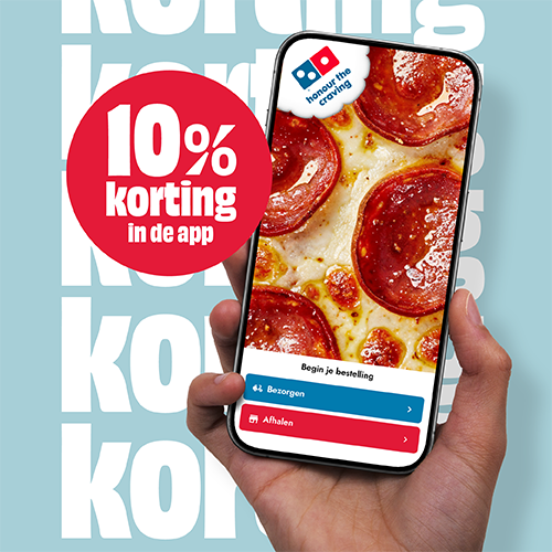 Ontvang 10% korting bij bestellen via de Domino's app.