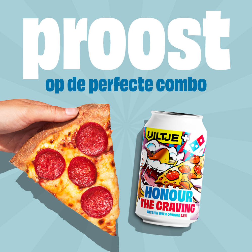 Team Domino’s x Brouwerij Uiltje proosten op de perfecte combo!